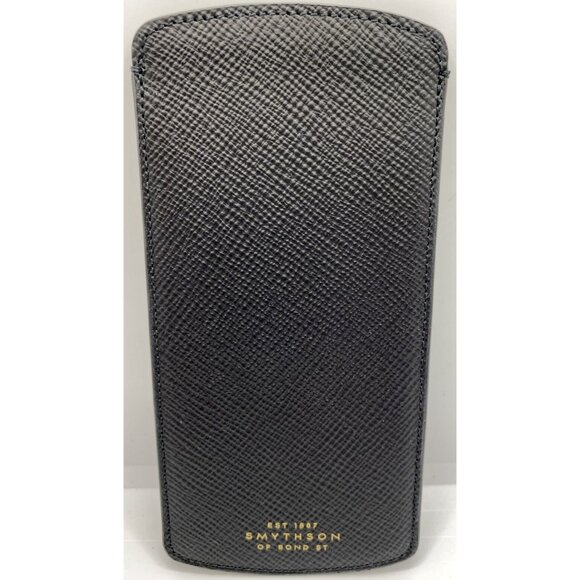 Smythson of Bond Street Panama Glasses Case Black Cross Grain Leather Spain - Picture 1 of 14